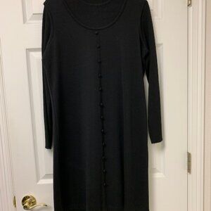 Retro Nina Charles for Kasper ASL black wool blend dress